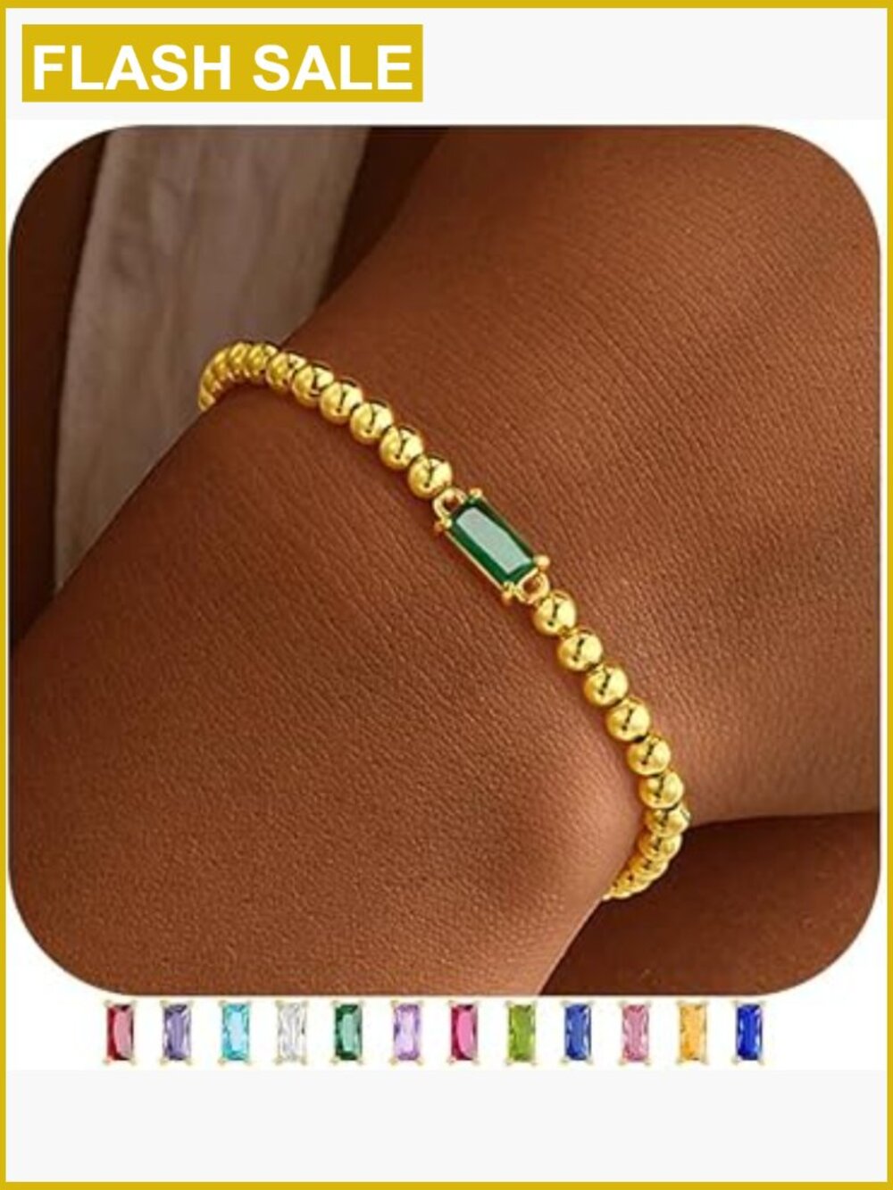 Dainty Birthstone Stretch Bracelet - Gold Plated Beaded Jewelry